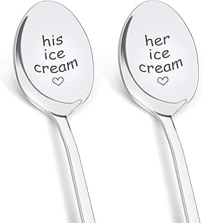 PRSTENLY Wedding Gifts for Couples 2026, 2 Pcs His and Hers Ice Cream Spoon Anniversary Engagement Gifts for Couple Him Her Boyfriend Girlfriend Graduation Christmas Birthday