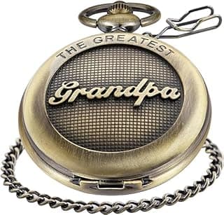 Realpoo Fathers Personalized Engraved Pocket Watch, Engraved Dad, Grandpa for Father and Grandpa,Men's Pocket Watch with Chain