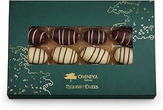OMNIYA Delicacy – Chocolate Exquisite Dates Box (1 Count, 16-Piece Medjool Dates) – Stuffed & Coated with Milk Chocolate, Pistachio, Caramel & Lotus – Premium Middle Eastern Gift