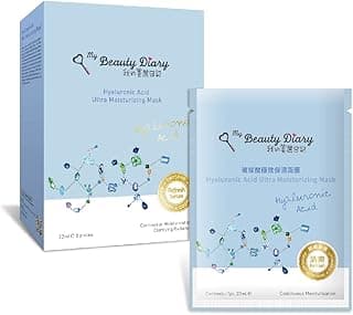 My Beauty Diary-Hyaluronic Acid Ultra Moisturizing Facial Mask, Instant Hydrating Water Type Refreshing Face Sheet Mask with Collagen for All Skin Concerns (8 Combo Pack)