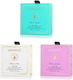 Spongellé Wild Flower Bath Sponge with Box Bundle, Mothers Day Gift | Beach Grass, French Lavender, Freesia Pear | Built-in Body Wash & Body Scrubber, Shower Loofah Sponge for Women | 14+ uses