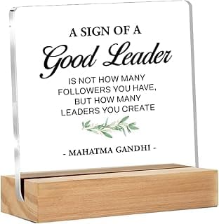 Best Leader Gifts - Thank You Gift for Boss Mentor - Clear Desk Sign Decor Office Desk Decor (4 x 4 Inches)