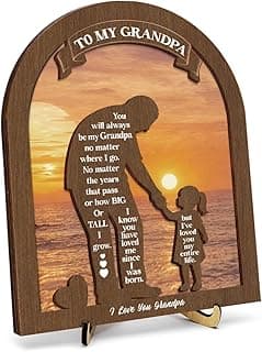 3D Grandpa Gifts Grandpa Birthday Gifts Ideas, Best Fathers Day Birthday Gift for Grandfather Papa from Granddaughter, to My Grandfather Wooden Keepsake Sign 8x10 Inch