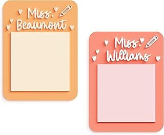 The Cotton & Canvas Co. Personalized Name Sticky Note Holder, Teacher Appreciation Gift, Back to School, End of The Year Present, Best Teacher Ever, Desk Accessory