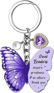 Manager Gifts for Women Gifts for Boss Female Boss Keychain Appreciation Gift for Bosses Leader Supervisor Retirement Christmas Gift for Bosses Female Purple Butterfly Keychain Office Decor