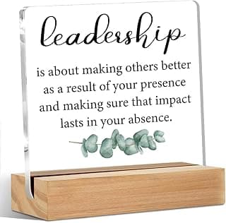 Leadership Gifts Office Decor Acrylic Sign with Wood Stand, Appreciation Gifts for Leader Boss Mentor Bedroom Living Room Desk Cubicle Table Shelf Decor, Boss Manager Gifts for Women Men