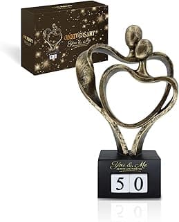 Wedding Anniversary Couple Gift - Romantic Couple Hugging Sculpture, Abstract Heart Decor Gift for Her and Him, Modern Resin Figurine Home Living Room Office Decor