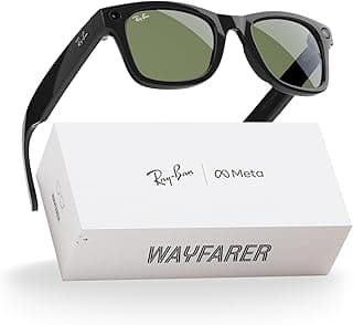 Ray-Ban Meta (Gen 1), Wayfarer, Shiny Black | Smart AI Glasses for Men, Women — 12 MP Ultra-Wide Camera, Open-Ear Speakers for Audio, Video Recording and Bluetooth — Green Lenses — Wearable Technology
