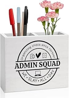 Administrative Assistant Office Decor Admin Office Decoration Administrative Professionals Gifts for Women Men Wooden Pencil Holder, School Admin Gifts Desk Decor