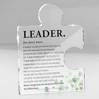Leadership Gifts for Women Men, Thank You Gifts for Leader Boss Mentor Supervisor Retirement Farewell Promotion, Leader Definition Acrylic Puzzle Piece Plaque Sign Office Decor