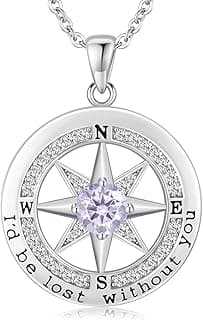 S925 Necklace Gift for Wife |Compass Jewelry |Women Anniversary |Sterling Silver |Girlfriend Birthday Gifts for Her Valentines |I'd be Lost without You |Jewel 18K Gold