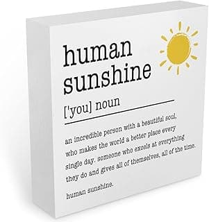 Sunshine Gifts Inspirational Office Supplies Human Sunshine Gift Decor White Wooden Box Sign Motivational Appreciation Gifts for Teacher Coworker Doctor Cubicle Accessories Home Table Decorations