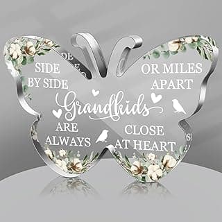 Jetec Grandma Gift Birthday Christmas Acrylic Gift Butterfly Shape Grandmother Sign from Granddaughter Grandson Thoughtful Mother's Day Ideas(Side by Side)