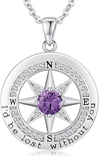 S925 Necklace Gift for Wife |Compass Jewelry |Women Anniversary |Sterling Silver |Girlfriend Birthday Gifts for Her Valentines |I'd be Lost without You |Jewel 18K Gold