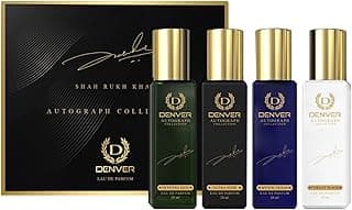 Denver SRK Autograph Gift Set Perfume - Long Lasting Perfume Luxury Gift Set For Men Forest Wood, Mystic Ocean, Ultra Noir, Intense Oud, 0.68 Fl oz (Pack of 4)