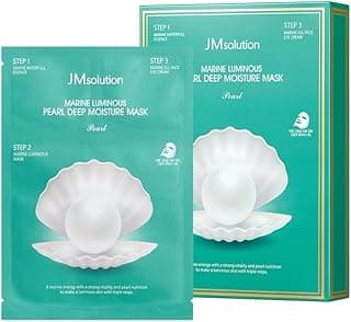 JMsolution Marine Luminous Pearl 3 Step Moisture Mask Plus (10 Sets) | Essence + Sheet Mask + Cream | Hydrating & Radiance Korean Skincare Set | K-Beauty Face Mask