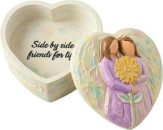 Sister Birthday Gifts Heart Keepsake Box Small Trinket Box Sentimental Friendship Gift with Laser Engraved Message Solid Resin Jewelry Organizer for Women Best Friend Sister Gift Idea