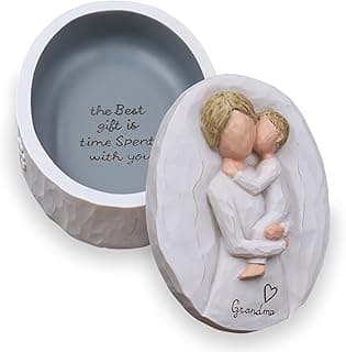 Gifts for Grandma, Grandma Gifts for Birthday, Mother’s Day and Christmas, Gift for Grandmother from Granddaughter and Grandson, Sculpted Hand-Painted Keepsake Box