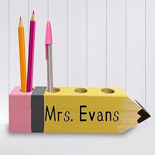 Teacher Gifts - Teacher Name Pencil Holder - Teacher Christmas Gift for Women Men Desk Sign Classroom School Office Decor