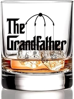 RZHV The Grandfather Crib Bell Old Fashioned Whiskey Glass, Father Day Gifts for Men Husband Dad Uncle Grandpa Boyfriend, Retirement Birthday Gifts for Friends Coworkers Dad Grandpa