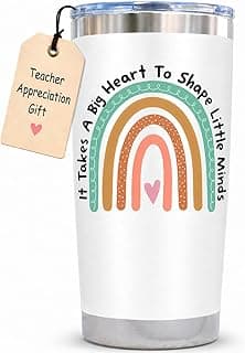 KLUBI Teacher Appreciation Gifts - It Takes a Big Heart to Shape Little Minds Travel Tumbler Mug 20 Ounce - Teacher Gifts for Women - Thank You Nanny Gift, Daycare Travel Mug Preschool Teacher, Pre K