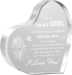 Gifts for Girlfriend, Girlfriend Birthday Keepseek, To My Girl Heart Shaped Acrylic Block, Birthday Anniversary Valentines Day Gifts for Her Wife GF