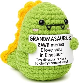 OCCdesign Mini Mothers Day Grandma Gifts for Birthday for Grandma from Granddaughter Grandson I Love You Grandmother Gift for Great Grandmother Nana Gigi Handmade Crochet Dinosaur Mother Day