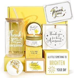 iAOVUEBY Thank You Gifts for Women, Employee Appreciation Gift Basket for Coworker Teacher Friend, Thank You for Being Awesome Gifts Set, 7 pcs