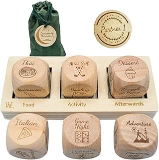 Deluxe Date Night Dice Game – 6 Dice, Decision Coin, Game Board & Carry Bag – Couples Gift for Newlyweds, Anniversary, Wedding, Bachelorette, Bridal Shower, Valentine's Day – Wife, Husband, Girlfriend