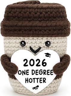 2026 Graduation Gifts for Her Him Funny Graduation Party Decorations Home Desk Decor Handmade Positive Crochet Coffee Mug - One Degree Hotter College High School University Grad Academy Masters Gifts