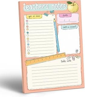 Sweetzer & Orange Teacher Planner Pad – Weekly Undated Lesson Planner for Teachers – 60 Tear-Off Sheets – 9” x 6” Compact Desk Notepad with Notes and Contact Section – Stylish Peach Border