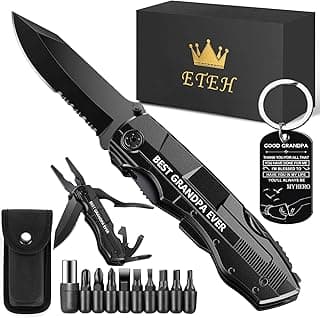 ETEH Gifts for Grandpa from Granddaughter Grandson,Fathers Day Birthday Christmas Grandpa Gifts,Multitool Knife "BEST GRANDPA EVER",Multi tool for Climbing,Camping,Cycling,Hiking