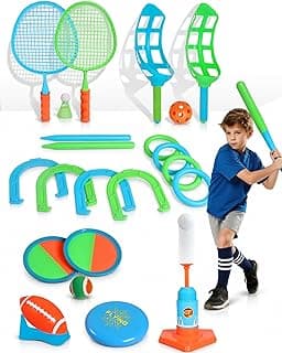 Outdoor Toys for Kids Ages 4-8, 8-in-1 Backyard Games Set with Multiple Sports Activities, Outdoor Family Play for Boys and Girls, Ideal for Parties, Camping & Birthday Gifts