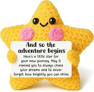 Crochet Star Graduation Gift, New Job & Good Luck Keepsake, Farewell & Moving Gift for Coworker Friend, Motivational Desk Decor for Student, Congratulations for New Adventure
