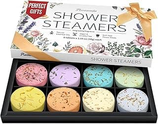 Shower Steamers Aromatherapy Birthday Gifts for Women - 8 Pcs Mothers Day Gifts for Mom Wife Daughter Grandma, Self Care with Natural Essential Oils Relaxation Home Spa Gift Set (Cream White)