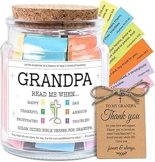 NewEleven Gifts For Grandpa - Christian Present, Grandpa Gifts From Granddaughter, Grandson - Grandpa Birthday Gift For Grandfather, New Granddad, PaPa - Bible Verse Jar