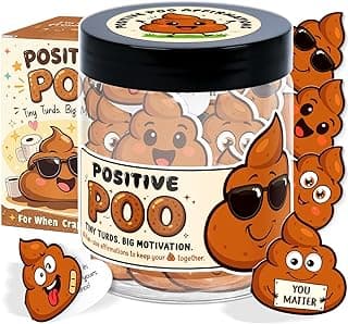 Funny Positive Poo Affirmation Cards Jar - Funny Gag Gift for Women, Men, Teens, Coworkers, Best Friend - Poop Emoji Gifts - Poop Gifts - Emotional Support Poo