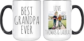 Personalized Best Grandpa Ever Mug, Photo Cup For Grandfather, Custom Mug With Grandkids Names, Father's Day Gift