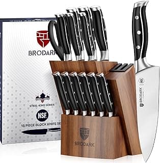 Kitchen Knife Set - Full Tang 15 Pcs Professional Chef Knife Set with Sharpener, Razor - sharp Knives Set for Kitchen, German Stainless Steel - Knife Block Set, Elegent Gift Box for Men Women