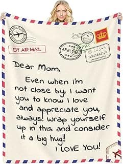 Menghao Throw Blankets Anniversary Birthday Gift for Mom from Daughter Son, Dear Mom Blanket for Mother's Day, Super Soft Flannel Throw Blankets for Christmas Valentines Day for Bed Couch(50x60)