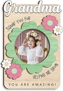 Personalized Grandma Gifts from Grandkids - Custom Photo Fridge Magnets for Grandma, Gigi Nana Birthday 2026 - Thank You for Helping Me Grow Magnetic Picture Frame for Refrigerator