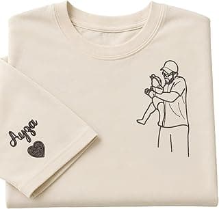 NOFM Custom Dad Gift from Daughter Son, Personalized Embroidered Dad Shirt with Names, Unique for Dad & Husband, First Fathers Day Customized Shirt, Personalized Photo Portrait Tee Black