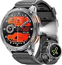 Military Smart Watches for Men with GPS, 1.43" AMOLED Bluetooth Call Smartwatch with LED Flashlight, Smart Watch for Android iOS, IP68 Waterproof Fitness Tracker with Heart Rate (Black)