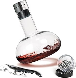 Modern Innovations Red Wine Decanter with Aerator Lid, Best Wine Decanter Gift Kit for Wine Lovers, Double Decanter Set for Wine, Wine Breather Carafe Decanter, Aerating Decanter, Glass Wine Saver