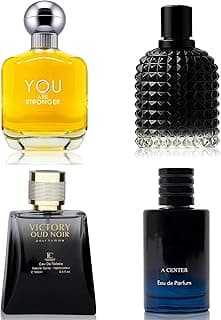 A CENTER Men's Cologne Include 4 Variety Pack Perfume Gift Set- 3.4 Fl Oz Each Eau De Parfume Cedarwood, Oakmoss, Mahogany & Oud Wood Scent Long Lasting Fragrance(MilanoMR&Salva&YRStronger&VictorNo)