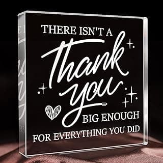 Thank You Gifts for Women Men, Teacher Appreciation Gifts, Square Acrylic Desk Decor, Thank You Plaque for Leader Colleague Principal Coworker Daycare Nurse Boss