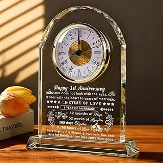 1 Year Anniversary Clock Gifts for Boyfriend Girlfriend, One Year Anniversary Romantic Gifts for Men Women, 1st First Anniversary Wedding Gifts for Couple Wife Husband Him Her