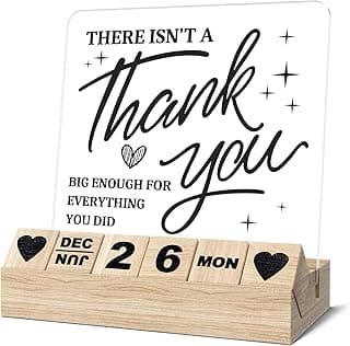 Thank You Appreciation Gifts - Wooden Block Calendar for Employee Coworker Boss Teacher Principal, Desk Sign for Office Desk Decor