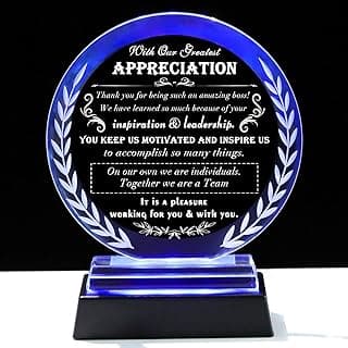 Boss Appreciation Gifts for Women & Men - LED Light Desk Decoration Paperweight Present for Boss Leaving, Retirement, Birthday & Christmas