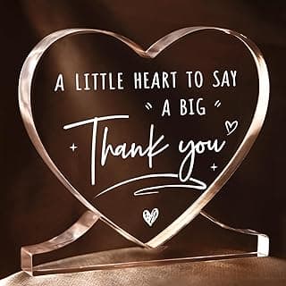 Thank You Gifts for Women, Men, Teacher Appreciation Gifts, Administrative Professional Day, Heart-Shaped Acrylic Desk Decor, Volunteer Nurse Employee Coworker Boss Appreciation